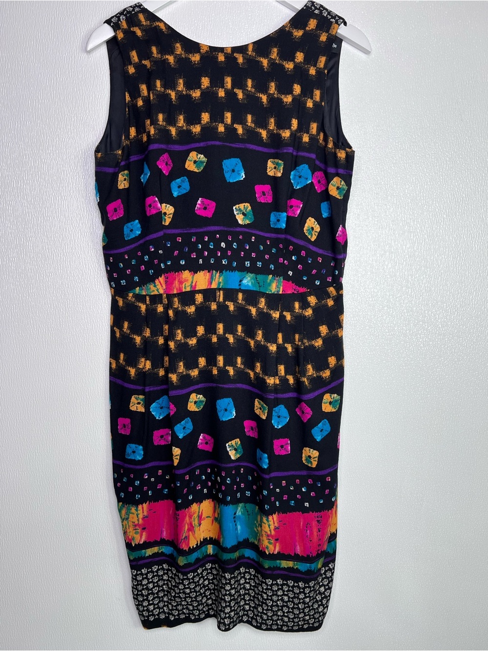 POSITIVE ATTITUDE Backless Black Geo Print Sleeveless Sheath Dress Size 13/14